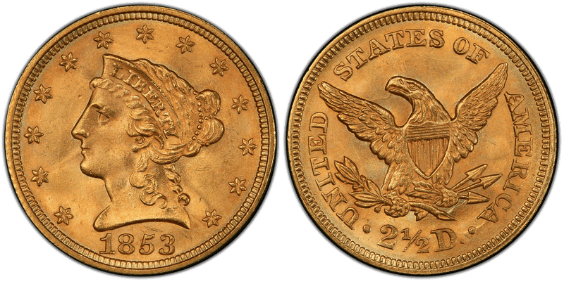 1853 Liberty Head Quarter Eagle