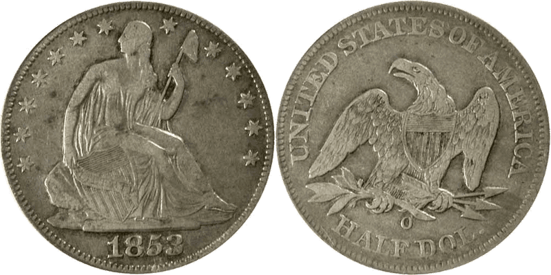 1853 (O) Seated Liberty Half Dollar - No Arrows