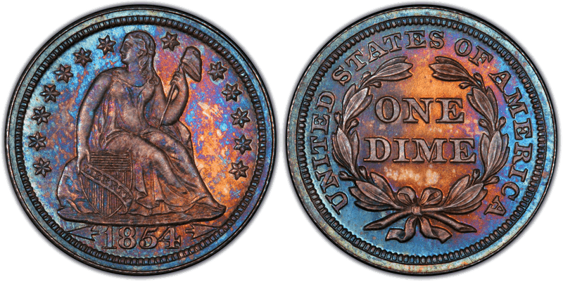 1854 Proof Seated Liberty Dime