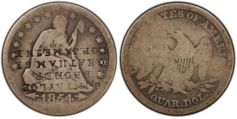 1854 Seated Liberty Quarter - Brunk T-95, James M. Taylor