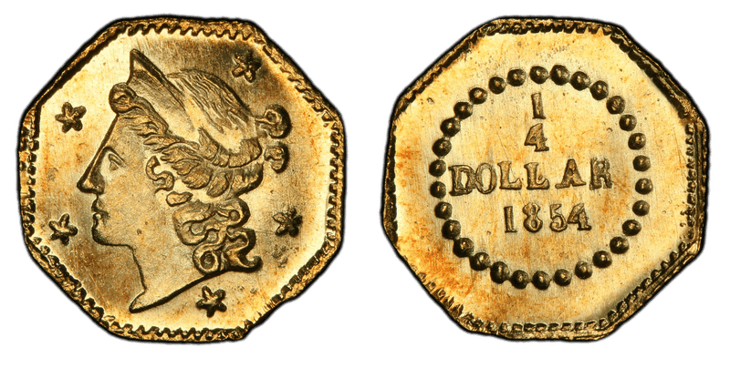 1854 Gold Quarter - BG-105