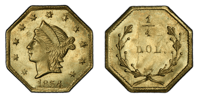 1854 Gold Quarter - BG-108