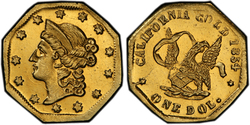 1854 Gold Dollar - BG-504, Eagle