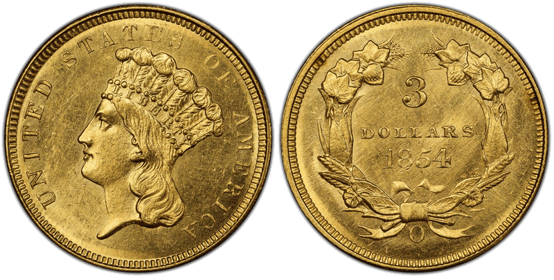 1854 (O) Indian Princess Three Dollar