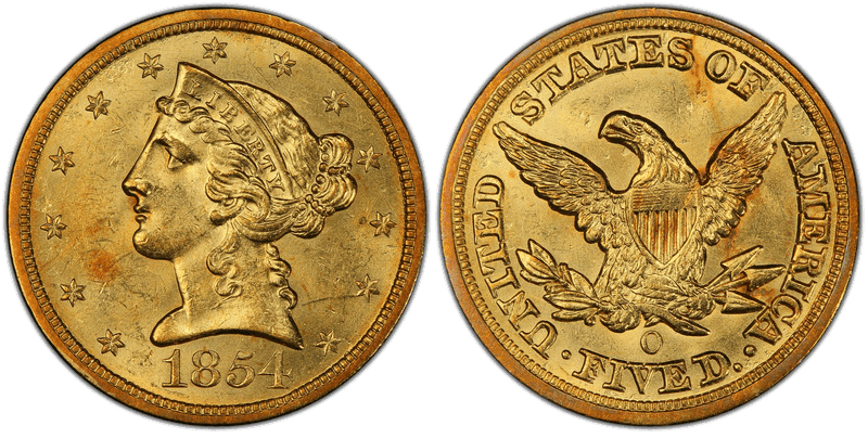 1854 (O) Liberty Head Half Eagle