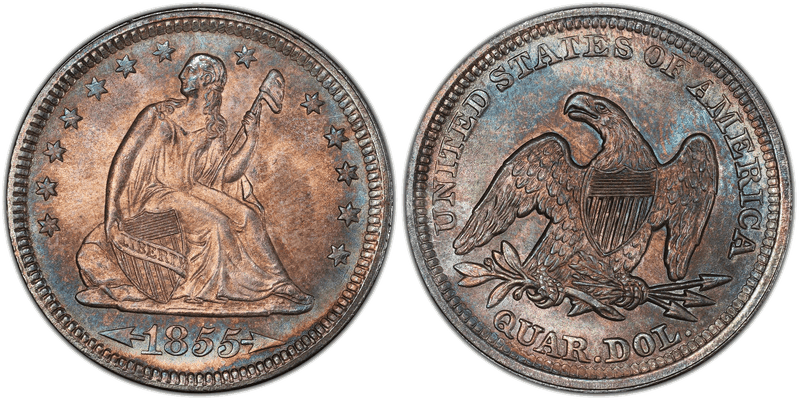 1855 Seated Liberty Quarter