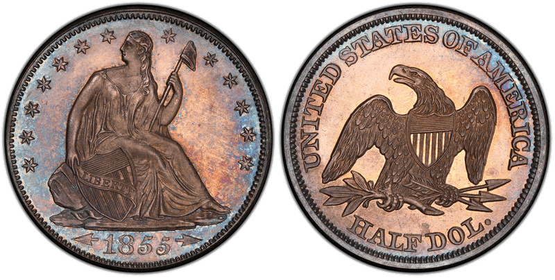 1855 Proof Seated Liberty Half Dollar - Arrows