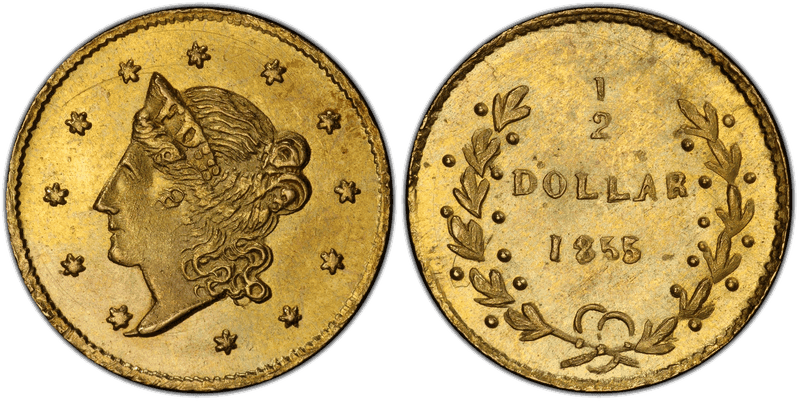 1855 Gold Half Dollar - BG-406