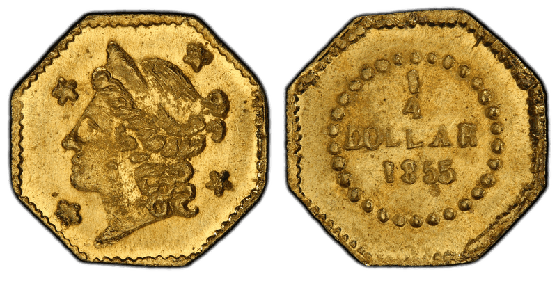 1855/4 Gold Quarter - BG-106