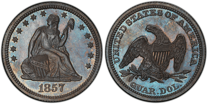 1857 Proof Seated Liberty Quarter