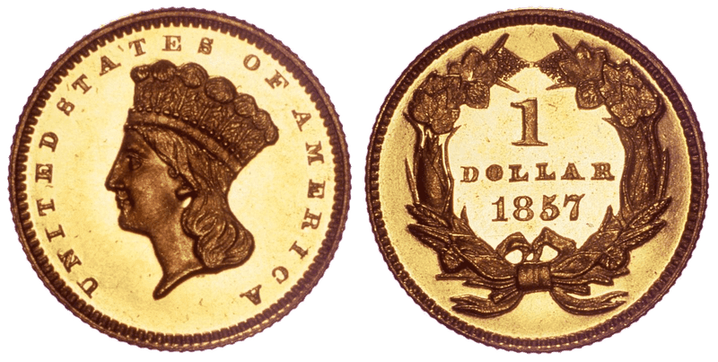 1857 Proof Liberty Gold Dollar