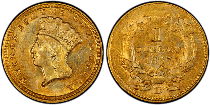 1857 (D) Liberty Gold Dollar