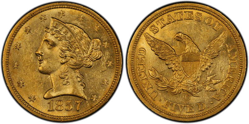 1857 (O) Liberty Head Half Eagle