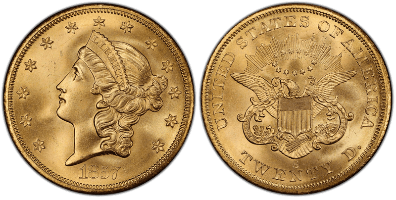 1857 (S) Liberty Head Double Eagle