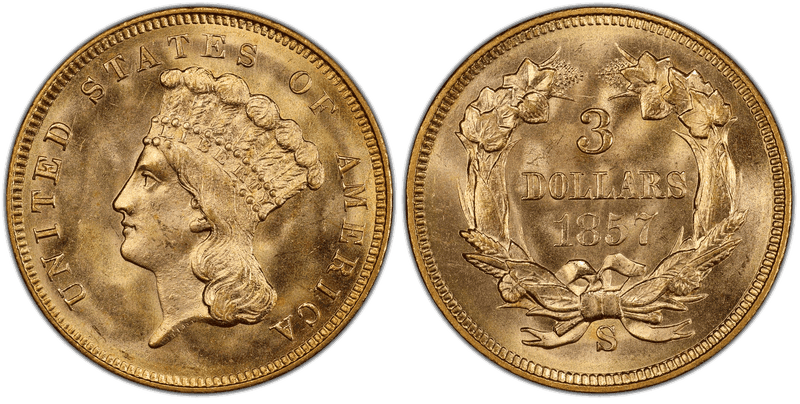 1857 (S) Indian Princess Three Dollar