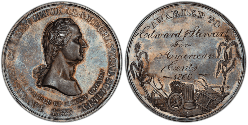 1858 Silver Medal GW-239, Lancaster County Agricultural & Mech. Society