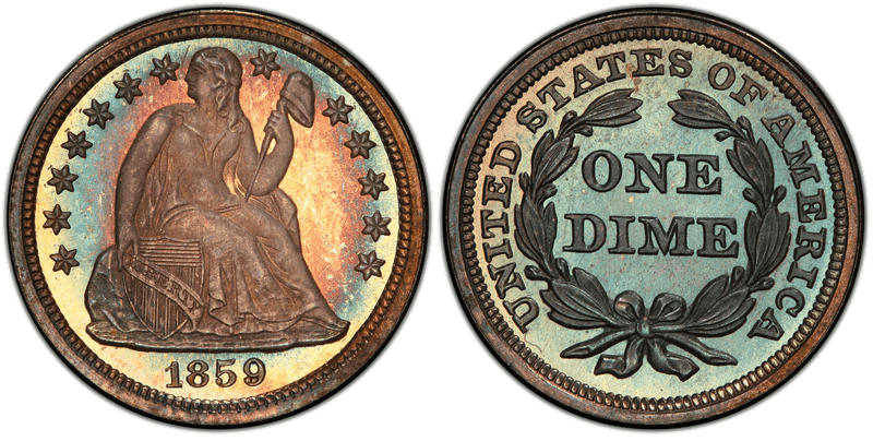 1859 Proof Seated Liberty Dime