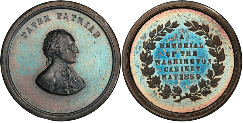 1859 Medal GW-240, J-MT-22 Silver Washington Cabinet