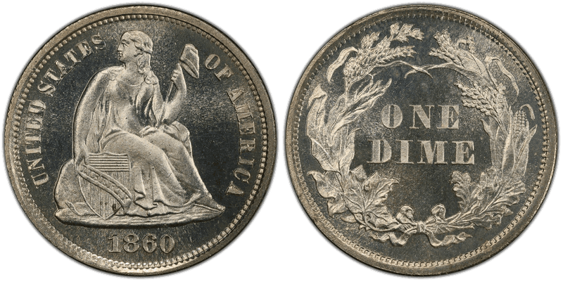 1860 Proof Seated Liberty Dime