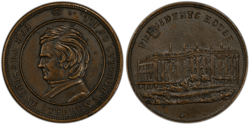 (1860) Brass Civil War Patriotic Token F-510/510Ab, Stephen A. Douglas