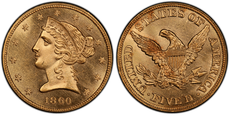 1860 Liberty Head Half Eagle