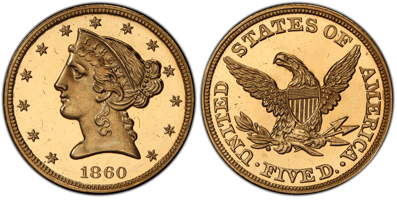 1860 Proof Liberty Head Half Eagle