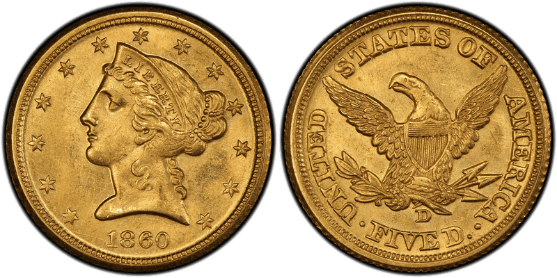 1860 (D) Liberty Head Half Eagle