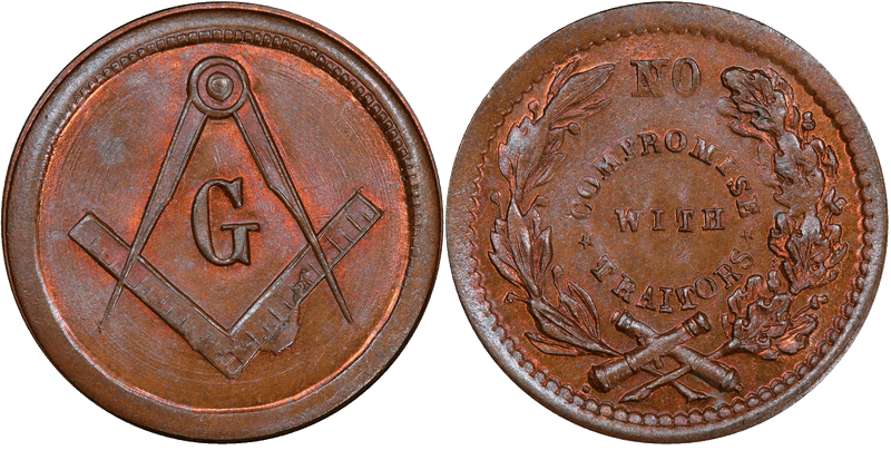(1860) Civil War Patriotic Token F-252/432a, No Compromise With Traitors