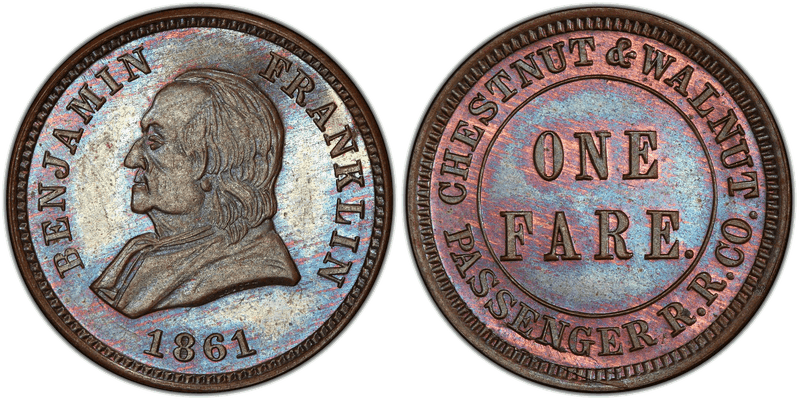 (1861) Copper Civil War Store Card F-750H-1a, Chestnut & Walnut PA