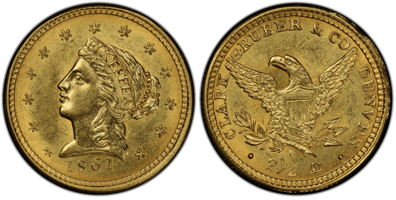1861 Clark, Gruber & Co. Two-and-a-Half Dollar