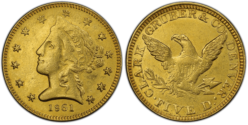 1861 Clark, Gruber & Co. Gold Pieces
