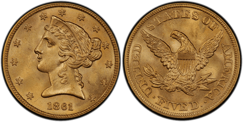 1861 Liberty Head Half Eagle