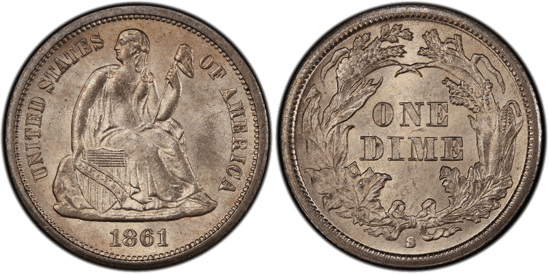 1861 Seated Liberty Dime