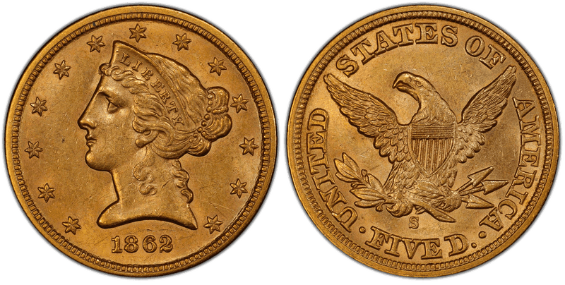 1862 Liberty Head Half Eagle
