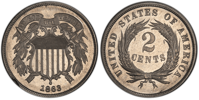 1863 Proof Two Cent Pattern - J-318