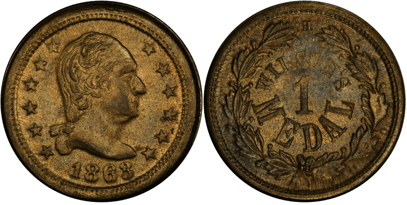 1863 Token F-112/396b GW-661 Brass Wilson's Medal Patriotic