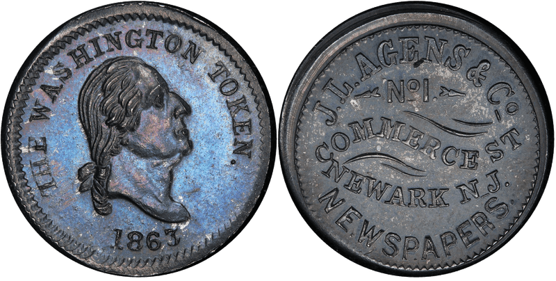 (1863) Silver Civil War Store Card F-555A-3f, GW-589 J.L. Agens & Co. NJ