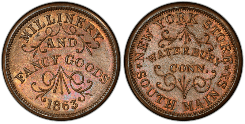 (1863) Copper Civil War Store Card F-560A-2a, New York Store CT