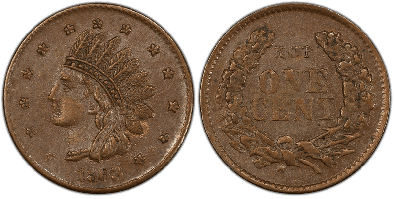 (1863) Copper Civil War Store Card F-65A/371a, Not One Cent