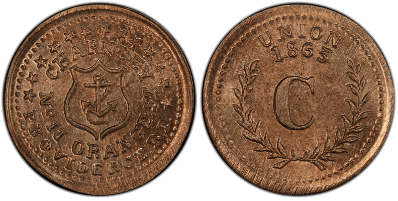 (1863) Copper-Nickel Civil War Store Card F-700C-3d, Charnley RI