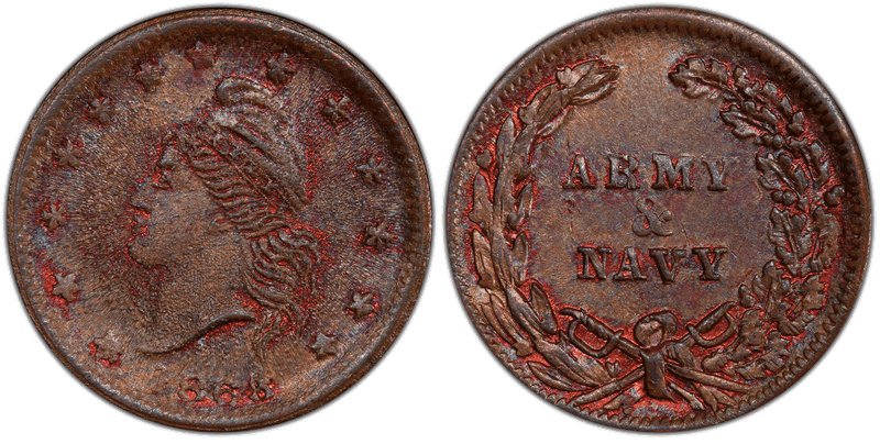 (1863) Copper Civil War Store Card F-7A/317a, Army & Navy