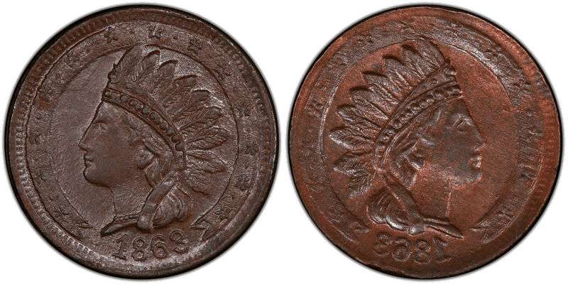 (1863) Copper Civil War Store Card F-95a, Full Brockage