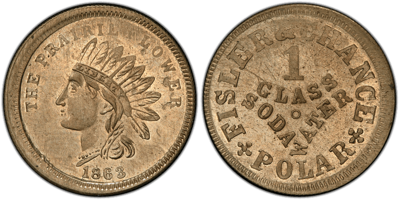(1863) Copper-Nickel Civil War Store Card F-NC-OH-F, Fisler & Chancer OH