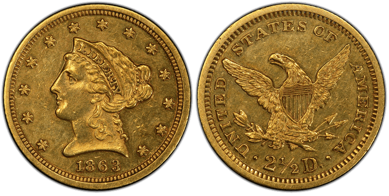 1863 Liberty Head Quarter Eagle