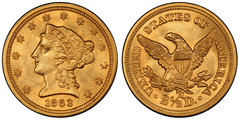 1863 (S) Liberty Head Quarter Eagle
