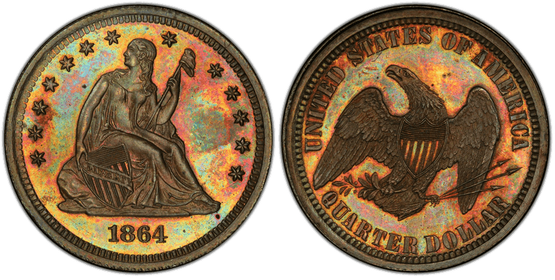 1864 Proof Quarter Pattern - J-385