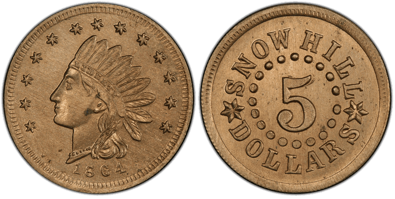 (1864) Copper-Nickel Civil War Store Card F-100B-14d, Snow Hill WV
