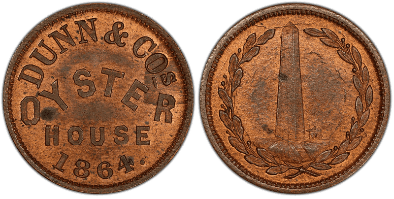 (1864) Copper Civil War Store Card F-200A-4a, Dunn & COs MA