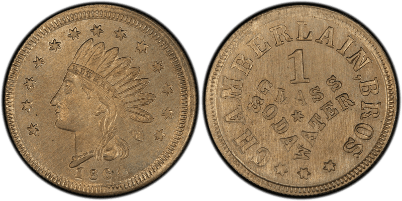 (1864) Copper Civil War Store Card F-430B-2d, Ni Chamberlain Bros. TN