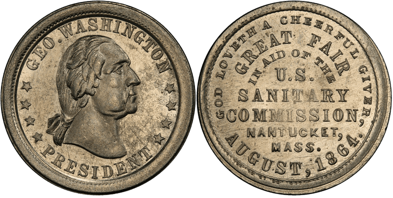 (1864) Civil War Store Card F-530A-1j, GW-674 Ni Nantucket Sanitary Fair MA